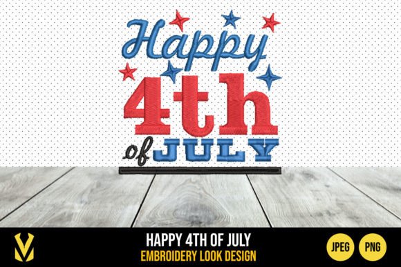 4th of July Embroidery Look Design
