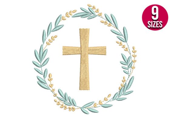 Cross with Wreath: A Thoughtful Embroidery Design for Meaningful Gifts