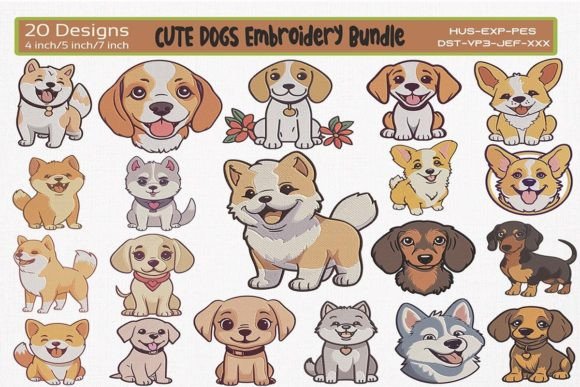 Cute Dogs Embroidery Design Bundle