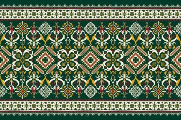 Floral Cross Stitch Embroidery, Knitted