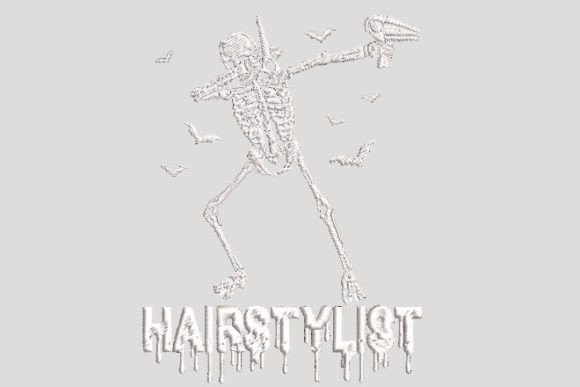 Halloween Skeleton Hair Stylist Embroidery