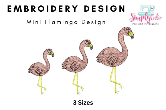 Mini Flamingo Tropical Embroidery Design