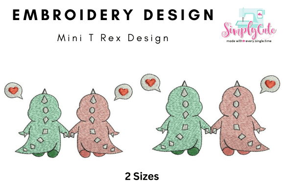Mini T-Rex Embroidery Design