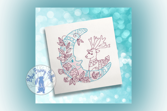 Moon Deer: A Whimsical Yet Professional Embroidery Design for Small Business Merch