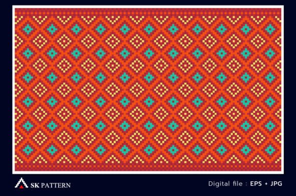 Pixel Ethnic Pattern, Vector Embroidery