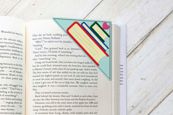 Stack of Books Corner Bookmark ITH