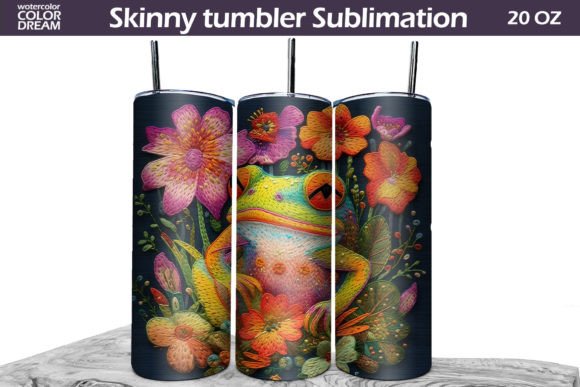 Tumbler Frog Embroidery PNG